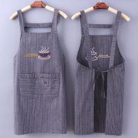 ♠ Unisex Kitchen Apron Cotton Hand Wipe Men 39;s Household Kitchen Apron Large Pocket Waterproof and Oil-proof Female Baking Clothing