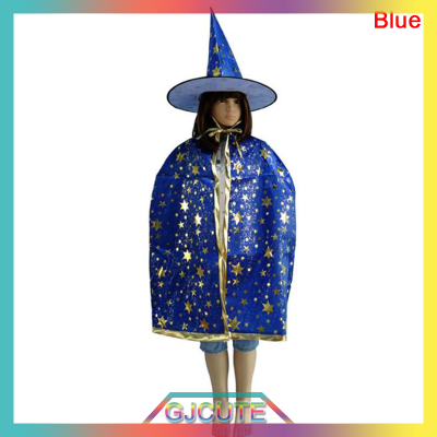 GJCUTE 2ชิ้น/เซ็ตเด็กเด็กทารก ฮาโลวีนเครื่องแต่งกายแม่มด cloak Cape and Hat COSPLAY PROP