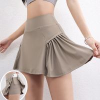 2023 Nylon Pocket Pleated Gym Golf Running Yoga Skirts Women Sports Fitness Anti Shorts High Waist Tennis Skirts