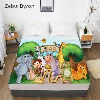 3D HD Cartoon Bed Sheet With ElasticFitted Sheet for Kids/Baby/Child/Boy/GirlAnimal zoo Mattress Cover Custom/160x200