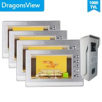 Dragonsview ระบบอินเตอร์คอมโทรศัพท์ประตูวิดีโอหลายช่อง7นิ้วกล้องสำหรับกริ่งประตูวิธีพูดคุยคู่จอ3 /4ปลดล็อค