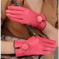 Leather Warm Fashhion Ladies Hand Warmer Gloves With Fur Luxury