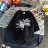 Tshirt Japanese Printing Cloud Moon Bear Letter Shortsleeved Ins Cute Loose Gildan