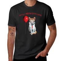 Cat Kitten Clown We All Meow Down Here T-Shirt Summer Top T-Shirt Short Tee Shirt Mens Funny T Shirts