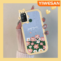 YIWESAN เคสสำหรับ Realme 7i C17 8 Pro 5 5i 5S 6i Narzo 10a 20a เคสรูปโบว์น้ำมันเคสเพ้นท์ลายดอกไม้แบบนิ่มกันกระแทกทนต่อการขีดข่วนเคสโทรศัพท์โปร่งใสฝาครอบป้องกันซิลิก้าเจล TPU เลนส์กล้องถ่ายรูปกันตก