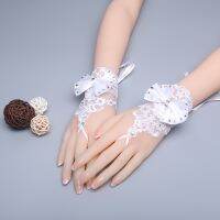 ◄ ST08/ Length15cm white lace rhinestone gloves fingerless gloves fingerless wedding gloves Lace beaded wedding match