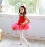 ☃♞✎ 1pcs/lot New Girls Red Ballet Tutu Dress Dance Costume Party solid dancing Dress for Kids