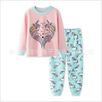 ▨ New 2 Pcs Unicorn print long sleeve top pants set children’s cross-border cartoon pajamas sleepwear