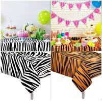 ผ้าปูโต๊ะพลาสติก ลาย ซาฟารี ม้าลาย เสือ 137x274cm ผ้าปูโต๊ะ Safari / Tiger / Zebra Printed Plastic Tablecloth Table Cover