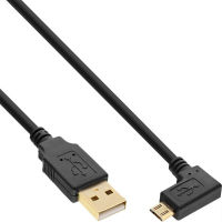 Micro USB 2.0 Cable USB to Micro male angled black 0.5m 90-degree Right Angle Micro USB Male to USB 2.0 Charge Sync Cable