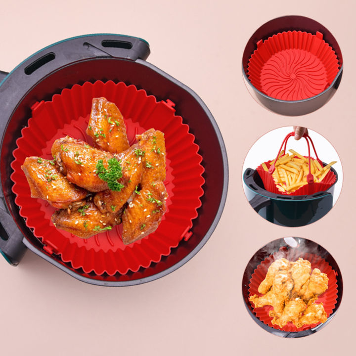oven-baking-tools-reusable-round-baking-baking-accessories-grill-pan-basket-bakeware-airfryer-silicone-tray