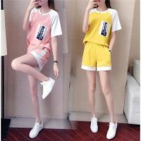 CODxdrrf5157 Cotton Suit Womens Two Piece Summer New Korean Large Slim Fashion Loose Short Sleeve Sportswear Casual Shorts棉套装女两件套夏季新款韩版大码显瘦时尚宽松短袖运动服休闲短裤