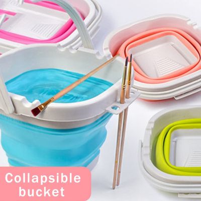 Art Folding Washing Pen Bucket Plastic/Canvas/Silicone Retractable Bucket/Barrel/Container Watercolor/Gouache/Acrylic Painting