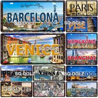 Europe City License Plate Metal Sign Vintage Plaque Tin Sign Wall Decor For Bar Country Poster