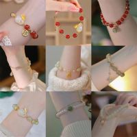 COD SDGREYRTYT Fashion Women Jewelry Artificial Pearl Jade Bead Rabbit Bell Bracelet