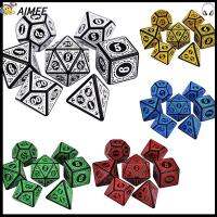 AIMEE ของใหม่ D4 D6 D8 D10 สำหรับ TRPG DND 7-Die ชุดลูกเต๋า สีรุ้ง กลิตเตอร์ อุปกรณ์เสริมเกม