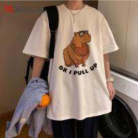 Capybaras Tops Summer Men 2022 Shirt Couple Shirt White T-shirt Graphic T-shirt Grunge Clothing Graphic T-shirt Women