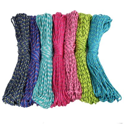 ✚☋❉ 100ft Color 5mm 7 strands Cores Paracord for Survival 550 Parachute Cord Lanyard Camping Climbing Camping Rope Hiking Clotheslin