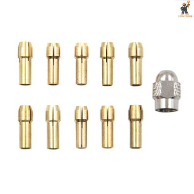 11Pcs Mini Drill Chucks Adapter Kits 0.5-3.2mm Brass Collet for Power Rotary Tools