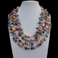 Y.YING 4 Strands Multi Color Crystal Brushed Bead White Pearl Statement Necklace Jewelry For Women Girls