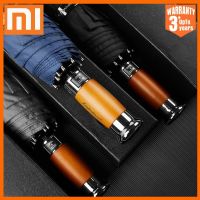 Xiaomi Fully Automatic Umbrella Windproof 10K Wooden Handle Folding Large Umbrella Men Business 1.2 Meters Golf Umbrellas Rain