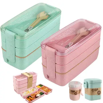 900ml Healthy Material Lunch Box 3 Layer Wheat Straw Bento Boxes