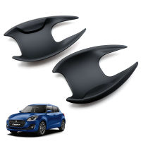 เบ้าปีก เบ้ารองมือ ถ้วยรองมือเปิดประตู ประตูหน้า 2 ชิ้น สีดำด้าน สำหรับ Suzuki New Swift Hatchback ปี 2018-2020