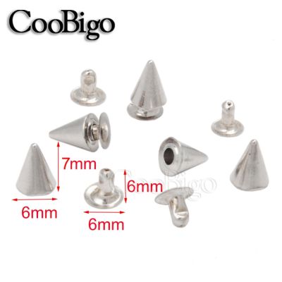 【CW】 100pcs Cone Rivet Studs Collision Spike Pets Collar Punk Leather 6x8mm