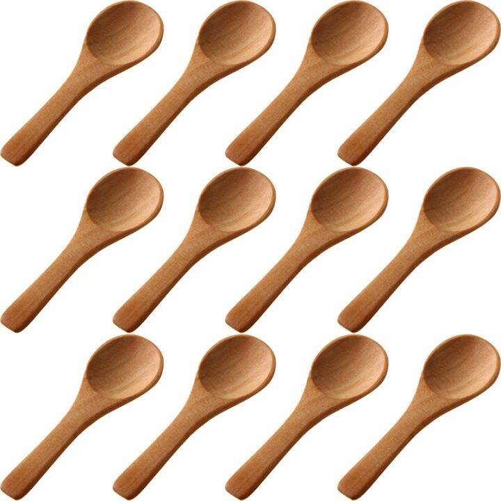 50 Pieces Small Wooden Spoons Mini Nature Spoons Wood Honey Teaspoon