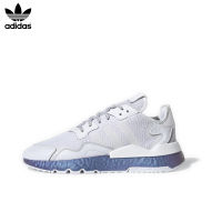 [กล่องต้นฉบับ] adidas Originals Nite Jogger คู่รองเท้าผ้าใบหุ้มข้อต่ำดูดซับแรงกระแทกสีขาวและสีน้ำเงิน-FV3746