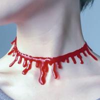 Blood red choker necklace for Halloween parties. สร้อยคอโช้คเกอร์ สีแดงเลือด สําหรับปาร์ตี้ฮาโลวีน ปรับสายได้