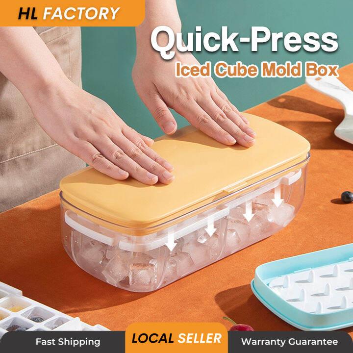 HLFACTORY Quick Press 24 Cubes Easy Silicone Ice Cube Tray Storage Box