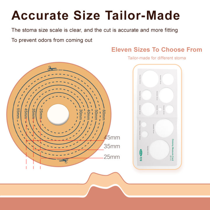 cofoe-10ชิ้นระบบชิ้นเดียวถุงออสโตมีตัวกรองคาร์บอนเปิดใช้งานถุงออสโตมี-kantong-kolostomi-กำจัดกลิ่นไอเสียกระเป๋า-stoma-ถุงออสโตมีตัดขนาด20มม-57มม