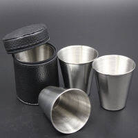 4Pcs/Set 30ml Stainless Steel Wine Drinking Shot Glass Barware Cup With Leather Bag