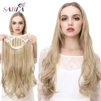 SARLA U-Part Synthetic Clip In Hair Extension Long Thick Curly Natural Blonde Flase Hair Hairpieces For Women Heat Resistant