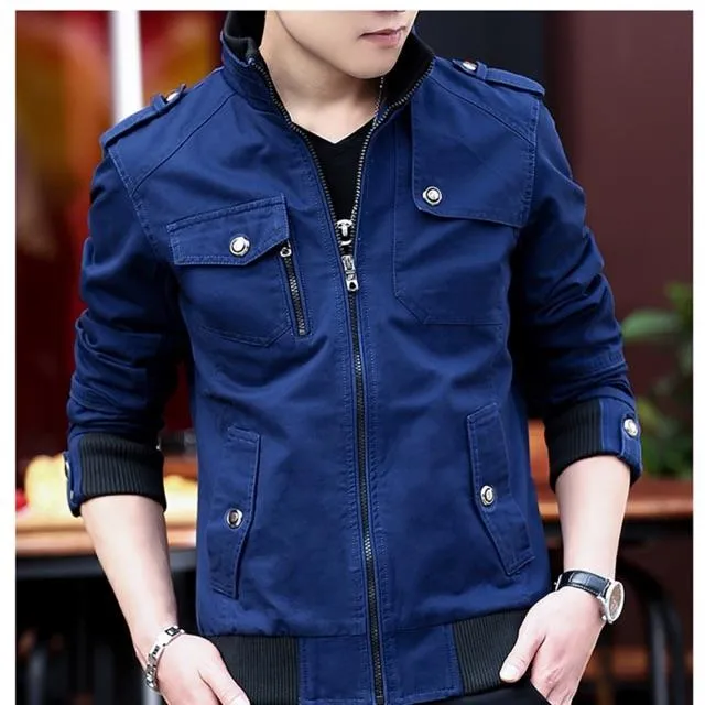 Men's Cargo Jacket Korean Style Trendy Handsome New Denim Jacket Men ...
