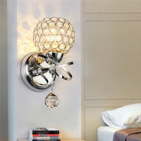 Modern Crystal Wall Sconce Lamp Mirror Lighting Fixture Decorative E27 Socket Wall Mount Lamp for Bedside Porch Hallway