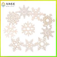 VHGG 10PCS Scrapbooking Wooden Pendants Merry Christmas Xmas Decoration Christmas Snowflake Hanging Ornaments Wood Chip