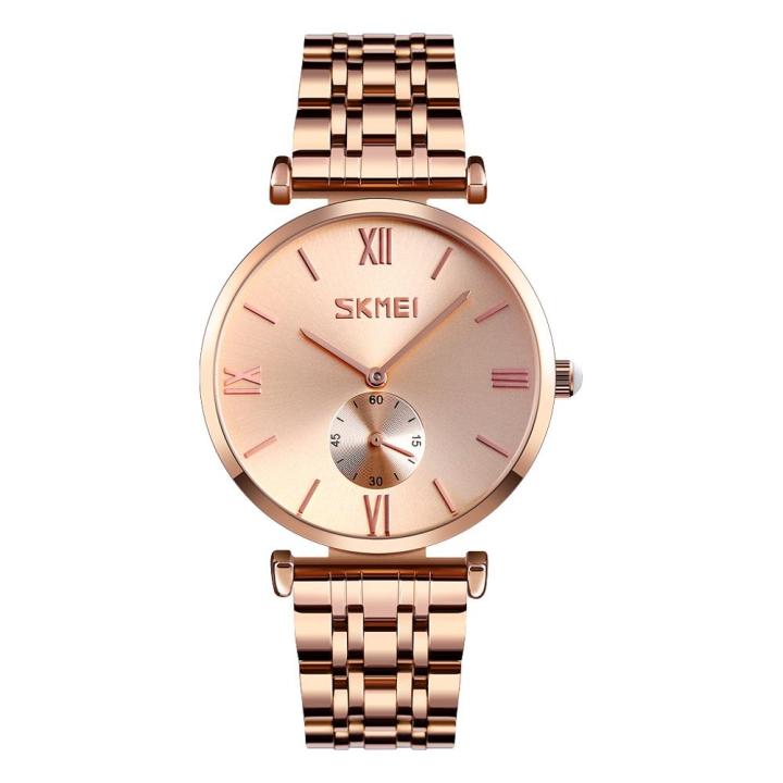2021SKMEI Fashion Quartz Watch Couple Watches Stainless Steel Womens Bracelet Business Mens Watch Waterproof Wristwatch Clock 9198