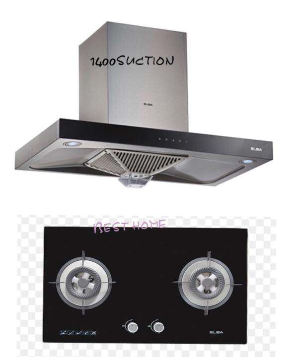 ELBA COOKER HOOD ELEGANTE EH-H9027ST(SS) 1,400(m3/hr) + ELBA EGH-G8522G ...