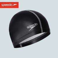 Speedo หมวกว่ายน้ำผู้หญิงผมยาวขนาดใหญ่ใส่สบายไม่มีหัววัสดุ PU ผ้าซับในกาวด้านนอกหมวกว่ายน้ำฝึกอาชีพผู้ชาย