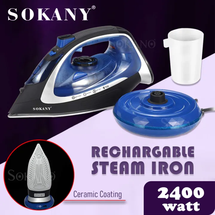 SOKANY EI9518C 2400 Watt Cordless Rechargeable Steam Iron Clothes Ironing Steamer