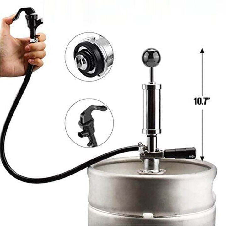 Beer Keg Pump 4in D System Chrome Iron Easy Operation Tight Sealing Keg