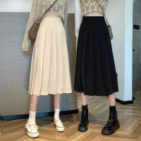 Black Pleated Skirt Half-length Skirt Female Autumn 2021 New Style Korean Skirt High Waist Woman Skirts