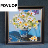 Povuop 50x5ปักริบบิ้นพิมพ์5d 0ซม. ภาพวาดใหม่งานปักครอสติชเยอบีร่า