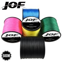 JOF ถักเปียแบรนด์500เมตรต้นฉบับสีเขียว/สีดำ/ สีส้ม/สีเหลือง4ถักเอ็นตกปลาสายเบ็ดตกปลาเส้นเดี่ยวเอ็นตกปลา10-80lb