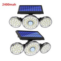 New Solar Motion Lights Outdoor 3 Heads Waterproof Solar Lamp Flood Light Adjustable Lighting for Street Garden Garage Yard Wall