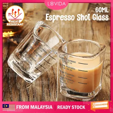 BCnmviku Shot Glass Cup 45ml Espresso Shot Glasses Measuring Cups Thickened  Mini Espresso Glass With Calibration Coffee Cup