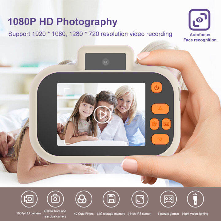 การ์ตูนกล้อง-slr-การศึกษา2นิ้ว-hd-ips-หน้าจอกล้องวิดีโอของขวัญวันเกิดเด็กกล้องดิจิตอลชาร์จ-usb-ด้วยเครื่องอ่านบัตร