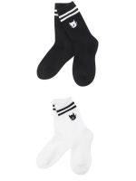 卐 Korean golf socks 23 years womens spring striped iconic mid-collar socks mid-calf socks golf socks